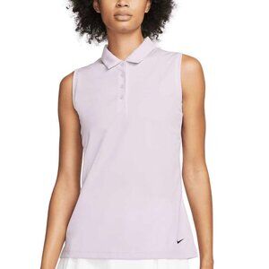 NEW Women's Nike Victory GOLF DH2312 Dri-Fit Lilac Sleeveless Polo Shirt Size XL